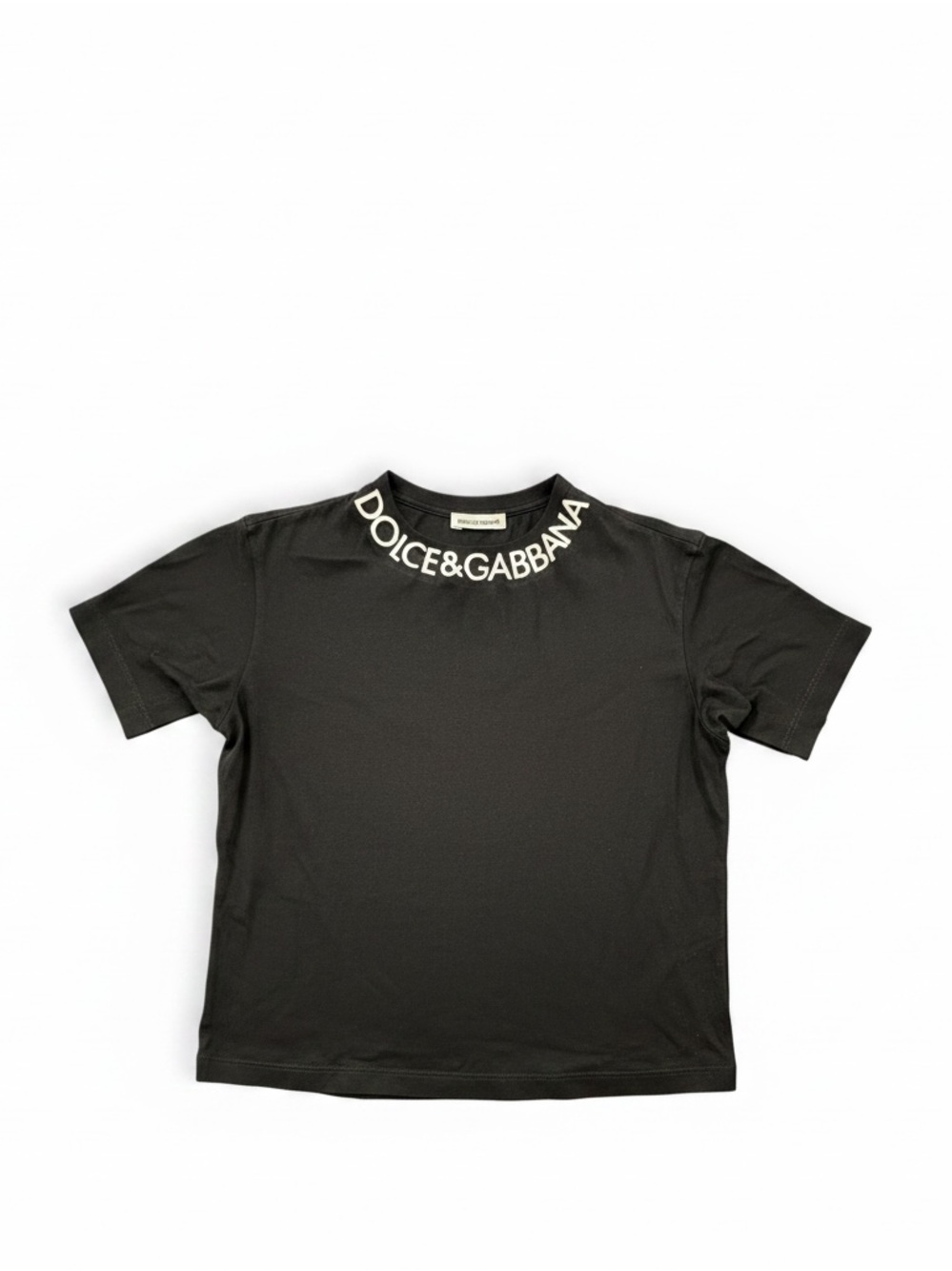 Dolce & Gabbana Black Tee with White Neckline Logo
